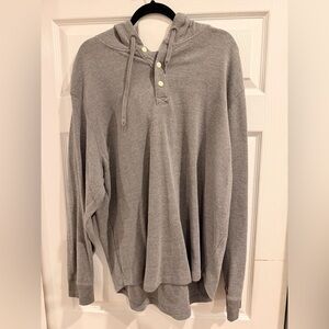 American Eagle Outfitters Gray Henley Hoodie Long-Sleeve